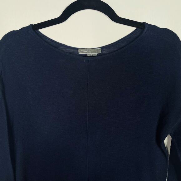 Vince Womens XSmall XS Navy Blue Lightweight Sweater Round Neck Cotton Blend - Picture 3 of 6